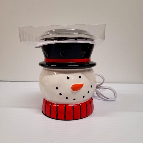 Ceramic Snowman Wax Warmer Kirkland's Home Christmas Collection Top Hat w/Bulb - Picture 2 of 5